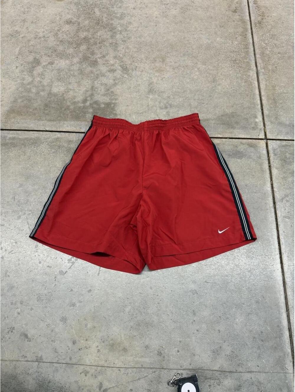 vintage nike red and white small swoosh gym shorts size large